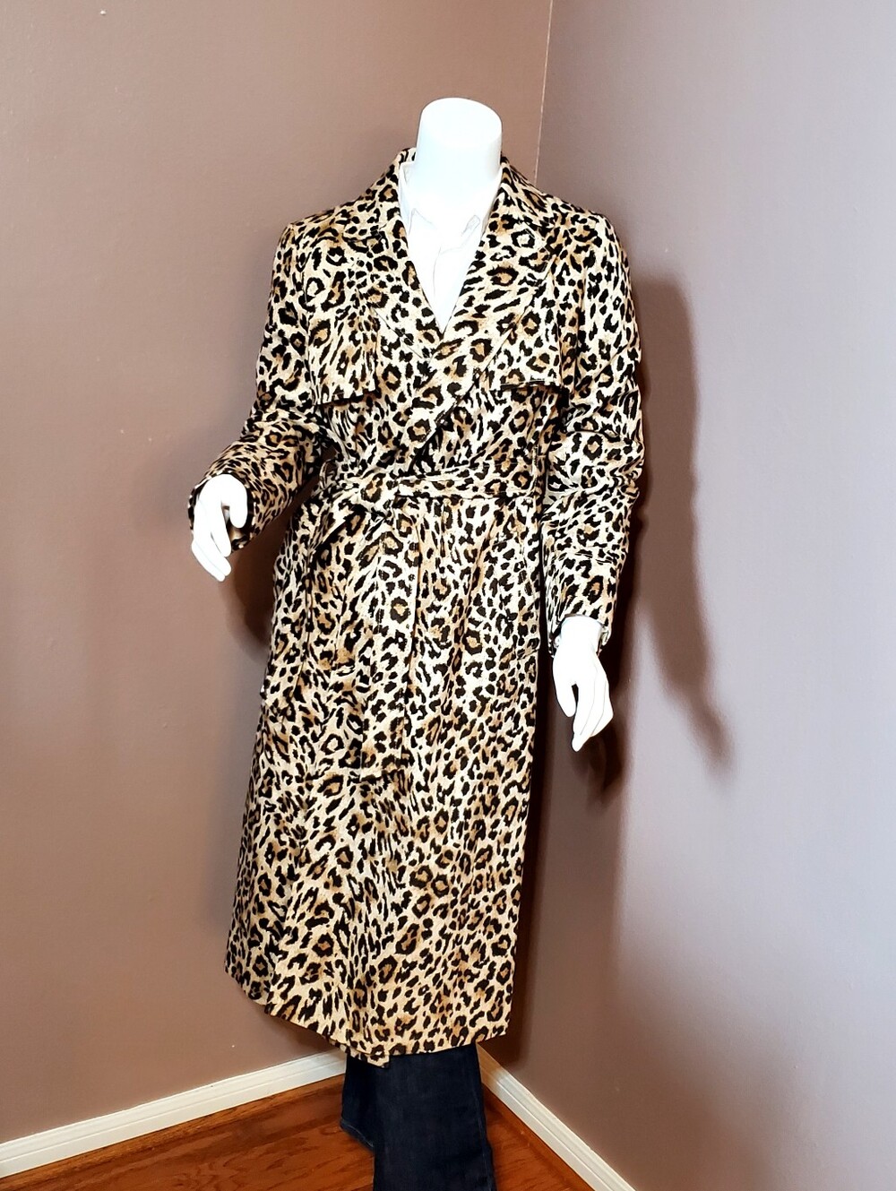 NWT J CREW Leopard Print Twill Trench Coat Size 0